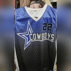 Youth L Blue and Black Cowboys Jersey